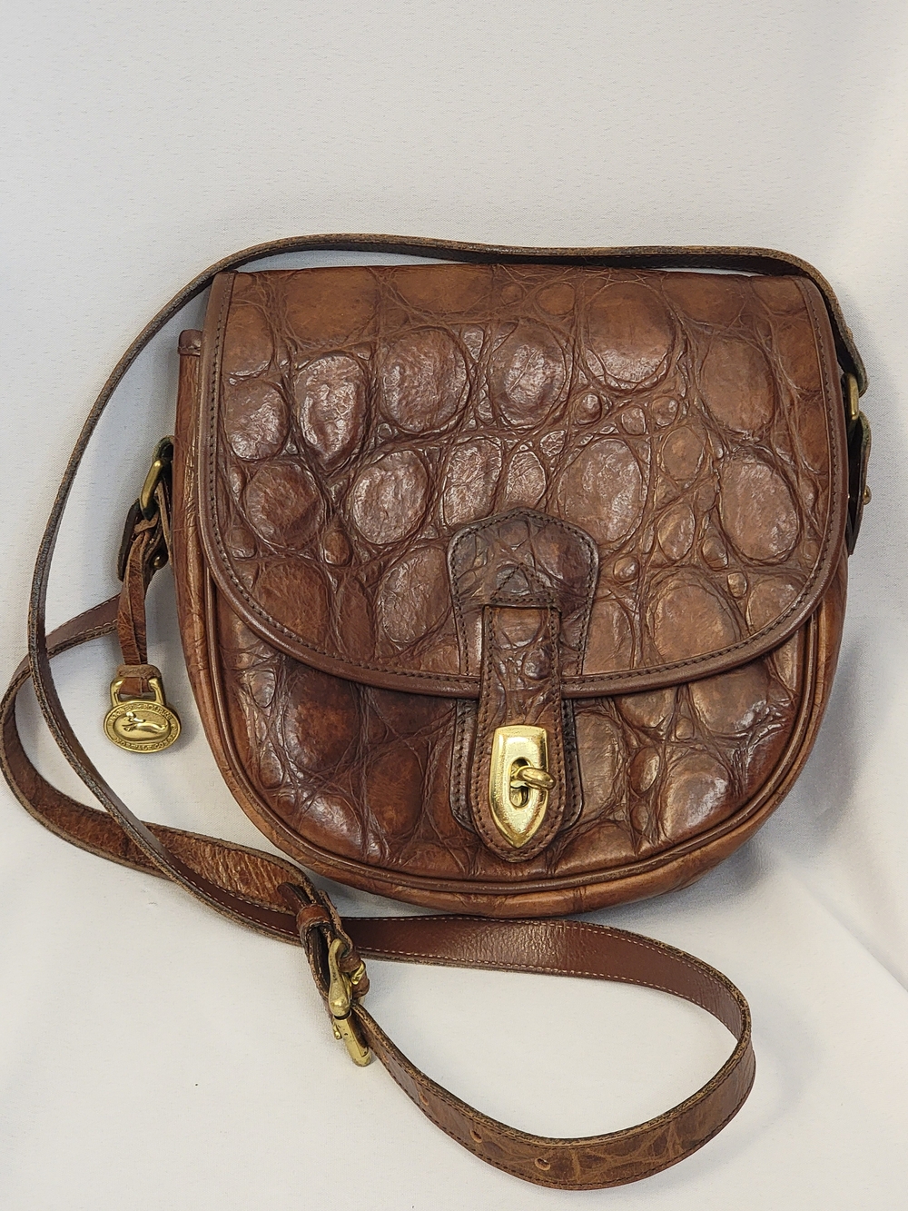 Dooney & Bourke Croc-Embossed Leather Saddle Bag Crossbody
